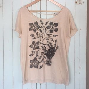 Lucky Lotus M Open Back Oversized T shirt